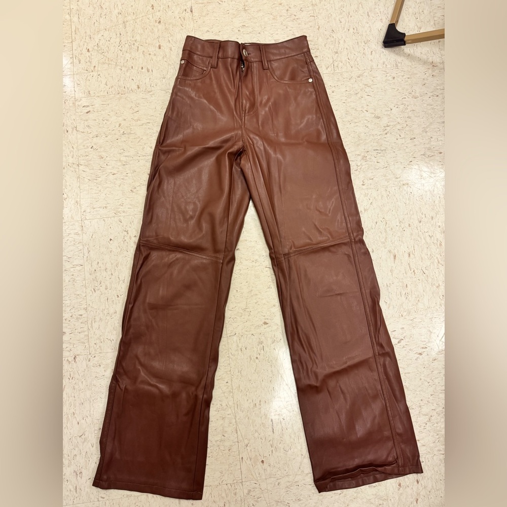 brown leather pants
